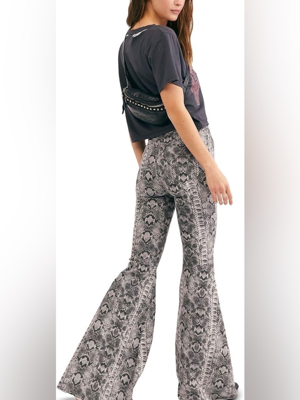 We The Free Just Float On Flare Snake Print Jeans - Picture 6 of 11